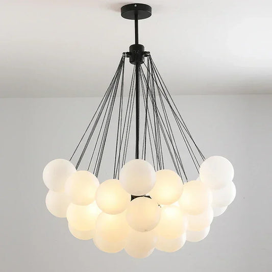 Nordic Bubble Glass Chandelier for Living Dining Table Room Decoration Frosted Glass Gold Black LED Ceiling Pendant Light