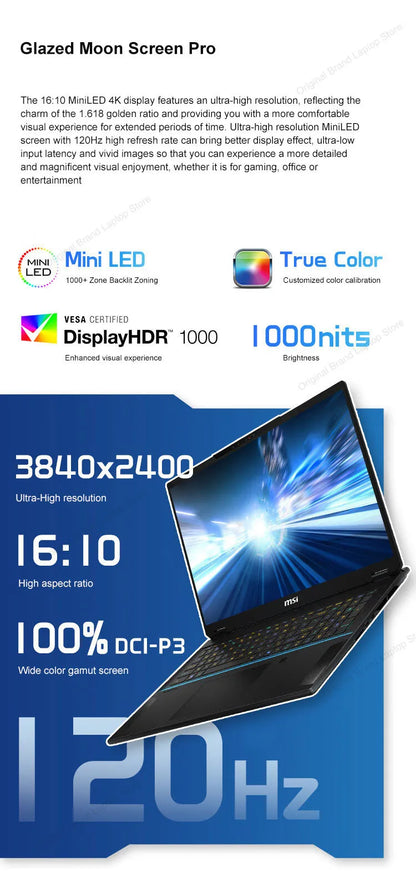 2024 MSI Stealth 18 AI Studio Gaming Laptop 18 Inch 4K UHD 120Hz MiniLED Screen Netbook Ultra 9-185H 32GB 2TB RTX4090 Notebook
