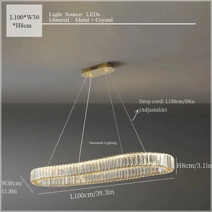 2024 Led Luxury Crystal Ceiling Pendant Lamp Living Room Bedroom Hanging Chandelier Bar Dining Table Light for Room Decor Lustre