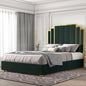 bedstead King Size and 65" Headboard, Upholstered Bed with Golden Plating Trim, Platform Bed No Box Spring Needed,bedstead