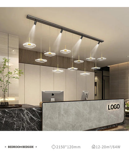 LED Restaurant Chandelier Hanging Pendant Light for Company Hotel Front Desk Lighting Spotlight Lotus Leaf Dining Table Fixtures