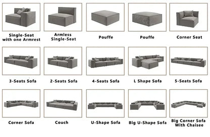 Modern KD Assembly Corner Sofa Modular Couch Fabric Gray Living Room Furniture Sectional Sofa Set sofa set living room furniture