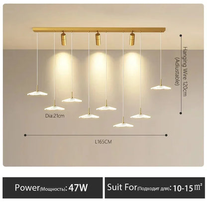 LED Restaurant Chandelier Hanging Pendant Light for Company Hotel Front Desk Lighting Spotlight Lotus Leaf Dining Table Fixtures