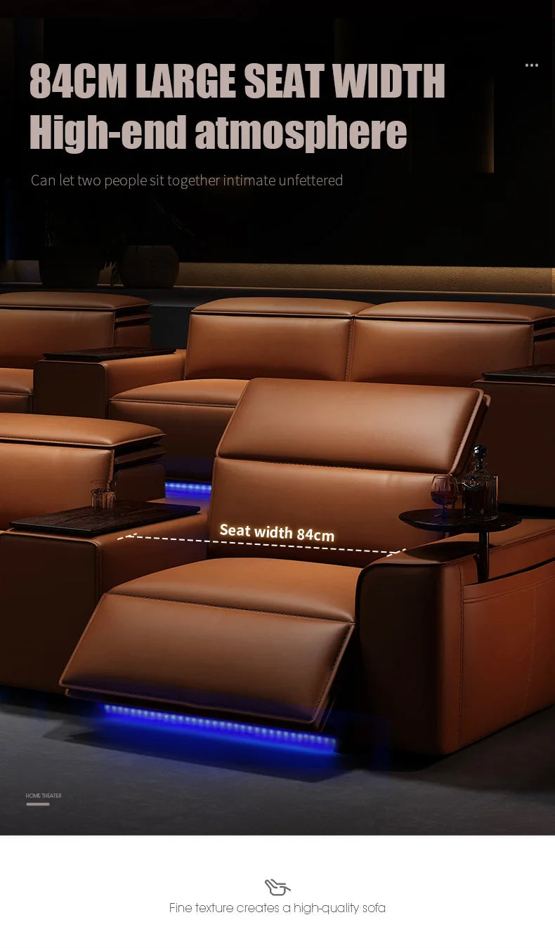 Modern Multifunctional Electric Recliner Sofa Home Theater Video Room Genuine Leather Fabric Wood for Living Video Hall