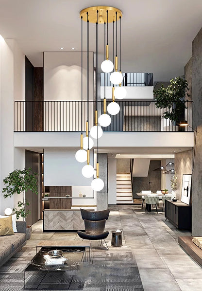 Modern ring stairs led lights pendant light lamps for living room led Chandeliers for dining room hanging light indoor lighting