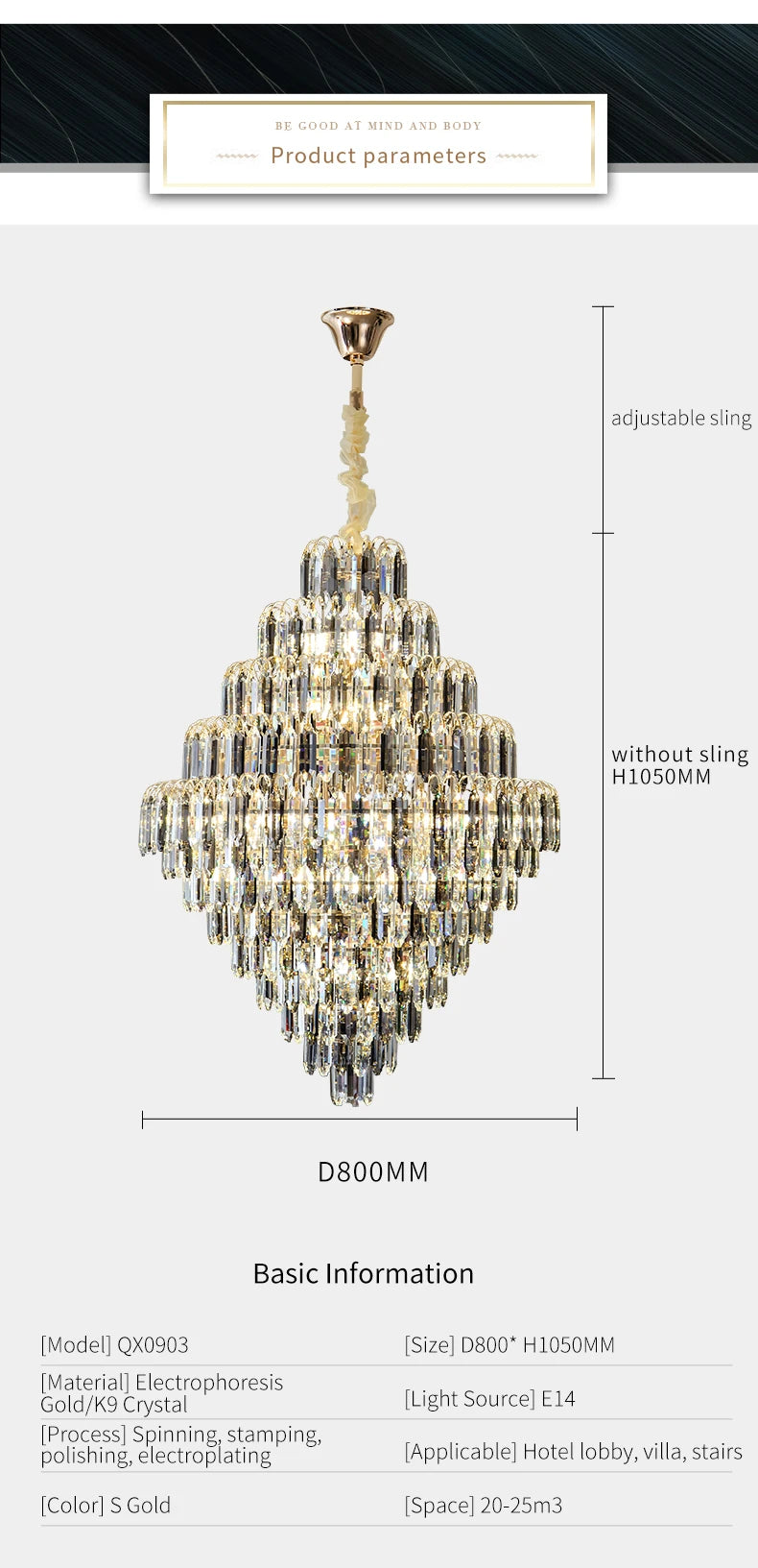 Designer LED Light Luxury Villa Main Hall Crystal Chandelier Luxury Hotel Restaurant Sales Office Custom Lights Pendant lights