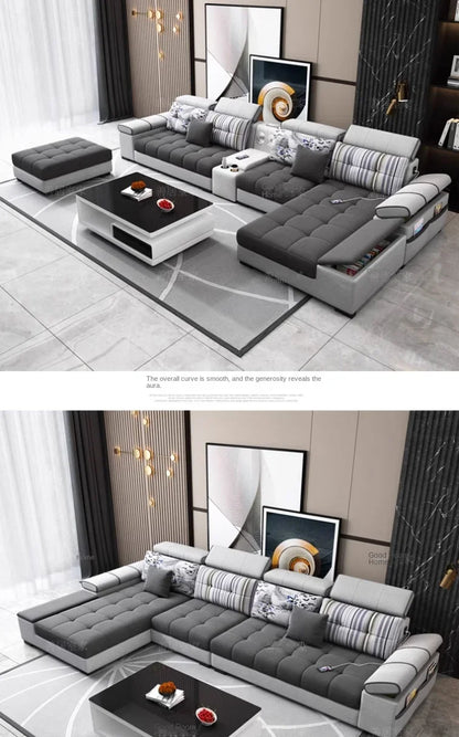Gray Large Wood Sofas Filler Waterproof Design Lazy Lounges Puffs Couch Salon Recliner Luxury Canape Salon Furniture Home