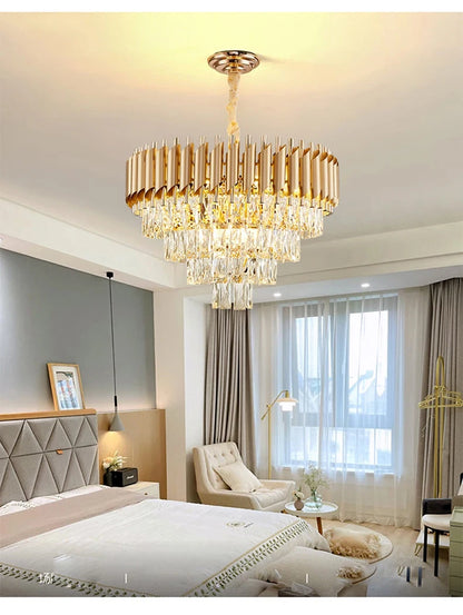 Luxury Modern Crystal Ceiling Chandelier For Living Room Lights Lustre Home Decor Indoor Lighting LED Dining Room Pendant Light