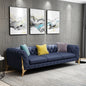 Home Furniture Chesterfield Design Royal Luxury Gold Foot Living Room Genuine Leather Velvet Sofa Set