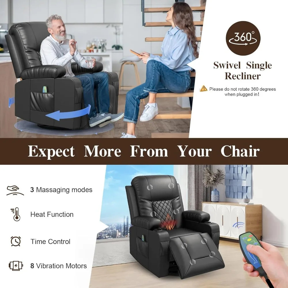 Loveseat Recliner Sofa Set 2+1+1 Pieces in Living Room, Reclining Loveseat Leather, 2 Recliner Chairs Sofa Seat
