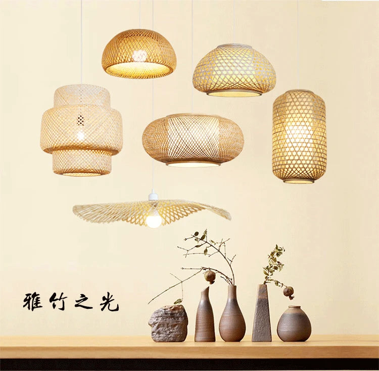Bamboo Lantern Bamboo Woven Chandelier Chinese Restaurant Tea Room Chandelier Japanese Restaurant Straw Hat Rattan Woven Chandel