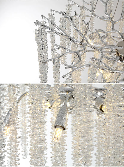 Round Gold Crystal Chandelier For Bedroom Living Room Dining Room Lounge Modern Luxury Gold Ceiling Crystal Branch Chandeliers