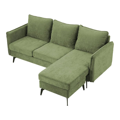 3 Seater Upholstered Corner Sectional Sofa Modern L-Shape Living Room Sofa, 193x136x73cm