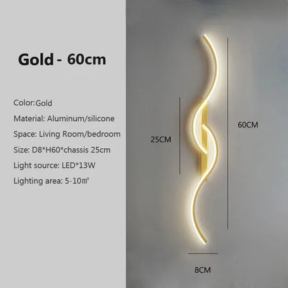 LED Wall Lamp 60/80/100CM Smart Remote Control Adjustable Color Temperature Brightness Bedroom Bedside Living Room Wall Sconces