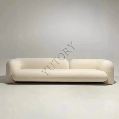 Italian minimalist double three-person small apartment living room sofa lambswool fabric leisure sofa