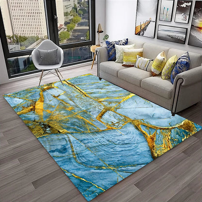 Luxurious Black Green Gold Colour Marble 3D Carpet Rug for Home Living Room Sofa Doormat Decor,kids Area Rug Non-slip Floor Mat