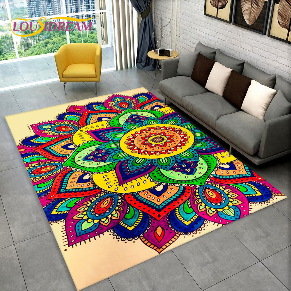 Bohemia Mandala Geometric Area Rug,Carpet Rug for Home Living Room Bedroom Sofa Doormat Kitchen Decor,Kid Non-slip Floor Mats