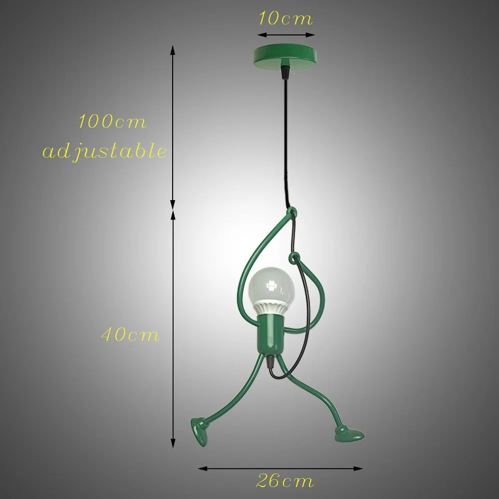 Pendant Lights Nordic Little Iron Man Hanging Lamp Retro Loft Lighting for Children's Room Kitchen Restaurant Coffee Bar Home