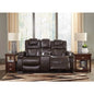 Warnerton Faux Leather Power Reclining Sofa with Adjustable Headrest living room furniture
