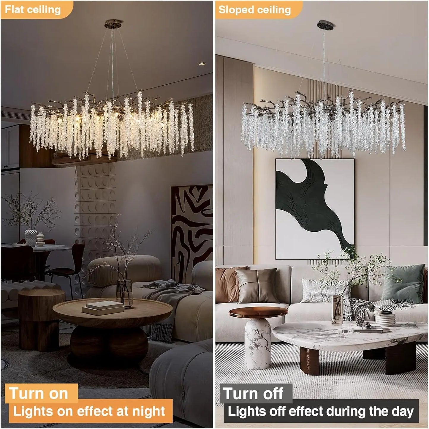 Modern Black Luxury Round Tree Branches Chandelier Lighting for Dining Room Bedroom Table K9 Large Luxury Chandeliers for Loyer