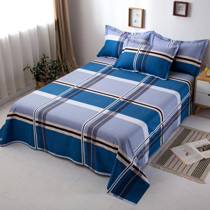 Abstract Geometric Stripe Lines Flat Sheet 3 Pieces 100% Cotton Bed Sheet Soft Comfortable Bedding for Guestrooms and Bedroom