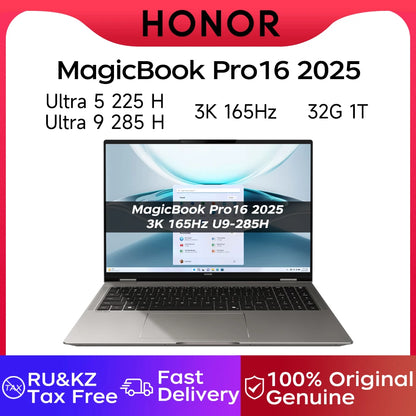 Honor Laptop MagicBook Pro 16 16-inch 2025 Intel Core Ultra 5 225H/Ultra 9 285H 24GB/32GB 1TB/2TB/4TB 165Hz 3K Gaming Laptop