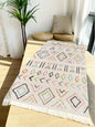 Handwoven cotton linen carpet retro Bohemian style square bedside geometric floor mat living room home decoration Bohemian manda
