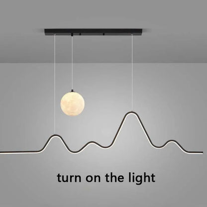 Scandinavian Modern Simple Planet Living Room Light Creative  Long Strip Dining Table Bar Wave Decorative Dining Room Chandel