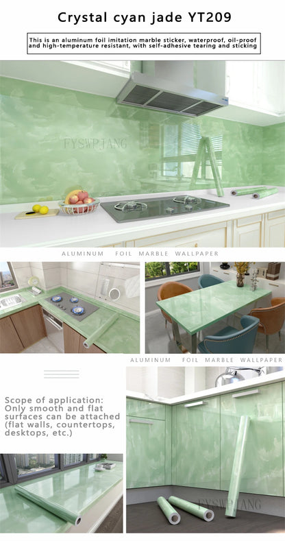 40cm Width Marble Self Adhesive Wallpaper Vinyl Wall Stickers Waterproof Contact Paper For Kitchen Decorative Film Home Decor