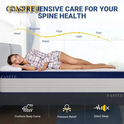 Mixed Spring Mattress with Comfortable Foam and Pocket Coil 12 Inch Box Full Mattress