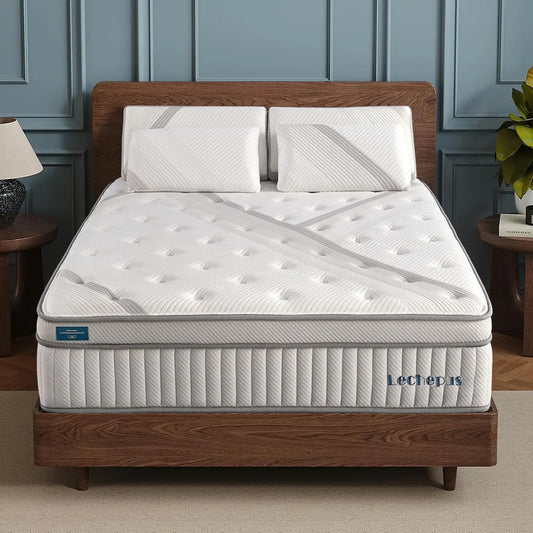 Full Mattress 14Inch Medium Plush Full Size Mattress in Box Hybrid Mattress with Memory Foam 7 Zone Individual Pocket Spring