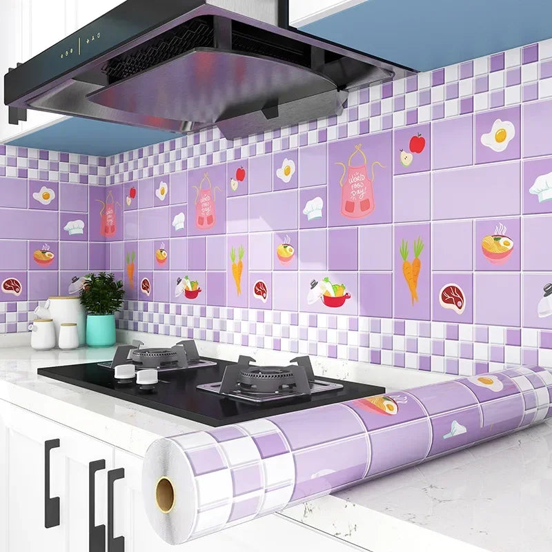 Kitchen Stove Oil-proof Sticker Waterproof High Temperature Resistant Wallpapers Kitchen Decoration Self Adhesive Contact Paper