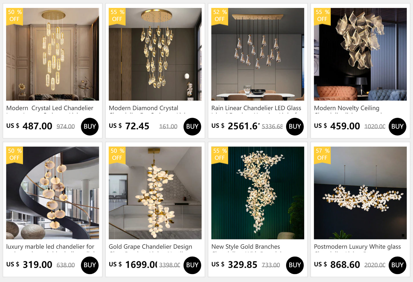 Modern crystal light chandelier for staircase large gold drop design led cristal lamp long villa lobby hanging lighting fixture
