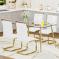 Glass Dining Table Set for 4,5 Piece Dining Table and Chairs Set，Modern Kitchen Dining Room Table with 4 Black PU Leather
