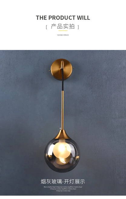 Modern Led Wall Lamp Glass Ball Gold Sconce Lighting Indoor Nordic Living Bedroom Kitchen Fixture Bedside Light Decor Luminaire