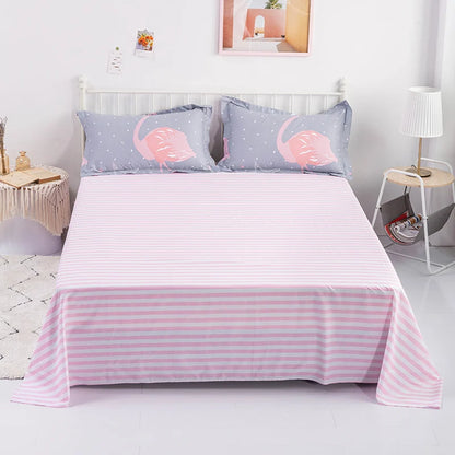 Abstract Geometric Stripe Lines Flat Sheet 3 Pieces 100% Cotton Bed Sheet Soft Comfortable Bedding for Guestrooms and Bedroom