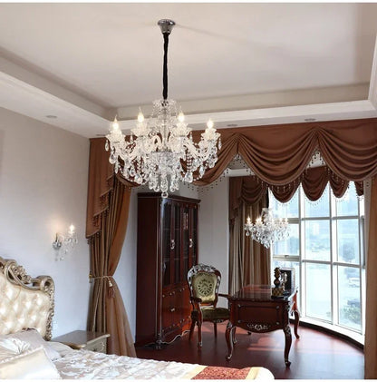 Luxury Home Crystal Chandeliers Villa Lighting for Living Room Decorate Ceiling Pendant Lamps Indoor Hanging Led Lights Fixture