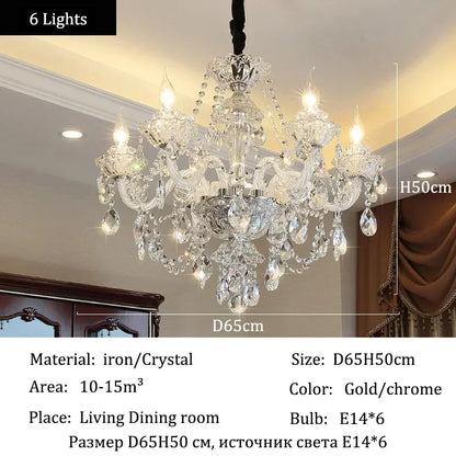 Luxury Home Crystal Chandeliers Villa Lighting for Living Room Decorate Ceiling Pendant Lamps Indoor Hanging Led Lights Fixture