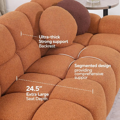 Sofa for Living Room, Cloud Couch with Solid Eucalyptus Frame & Cloud Pillow, Mid Century Modern Couch for Coffee Room