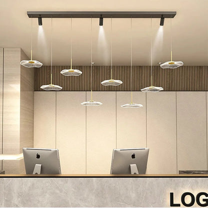 LED Restaurant Chandelier Hanging Pendant Light for Company Hotel Front Desk Lighting Spotlight Lotus Leaf Dining Table Fixtures