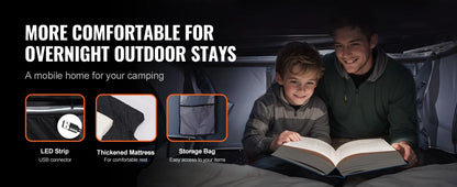 SucceBuy Rooftop Tent Hard Shell Roof Top with Telescopic Ladder Thick Mattress Waterproof Windproof Jeep SUV Van Pickup Truck