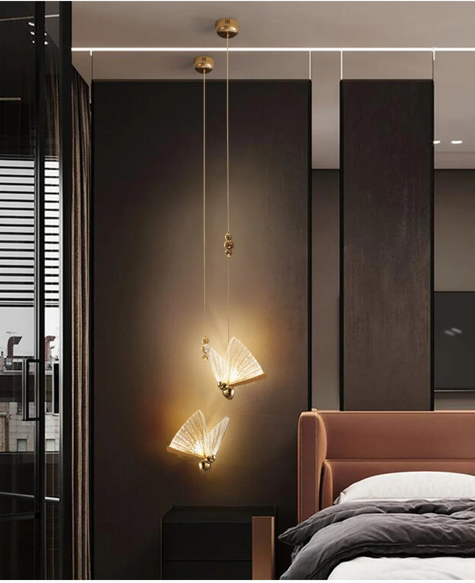 Butterfly Chandelier LED Ceiling Pendant Light Hanging Lamp Dining Living Room For Home Decora Indoor Lighting Bedroom Luminaire