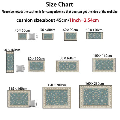 Retro Floral Large Size Carpets Living Room European Decoration Non-slip Sofa Area Rugs for Bedroom Cloakroom Floor Mat Washable