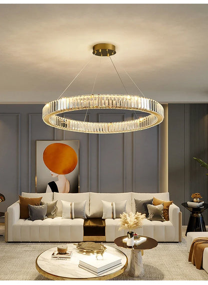 2024 Led Luxury Crystal Ceiling Pendant Lamp Living Room Bedroom Hanging Chandelier Bar Dining Table Light for Room Decor Lustre