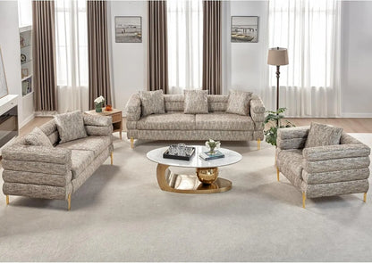 Modern Sofa Couch, 24''Extra Deep Seat Sofa for Living Room, 85 inch Oversized Sofa, 3 Seat Sofa, Sectional Couch Set, Calico