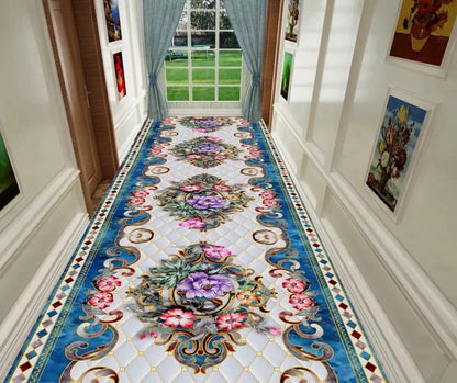 Luxury Classic Style Lobby Long Corridor Carpet Floral Wedding Passageway Large Area Rug Comfortable Washable Non-slip Floor Mat