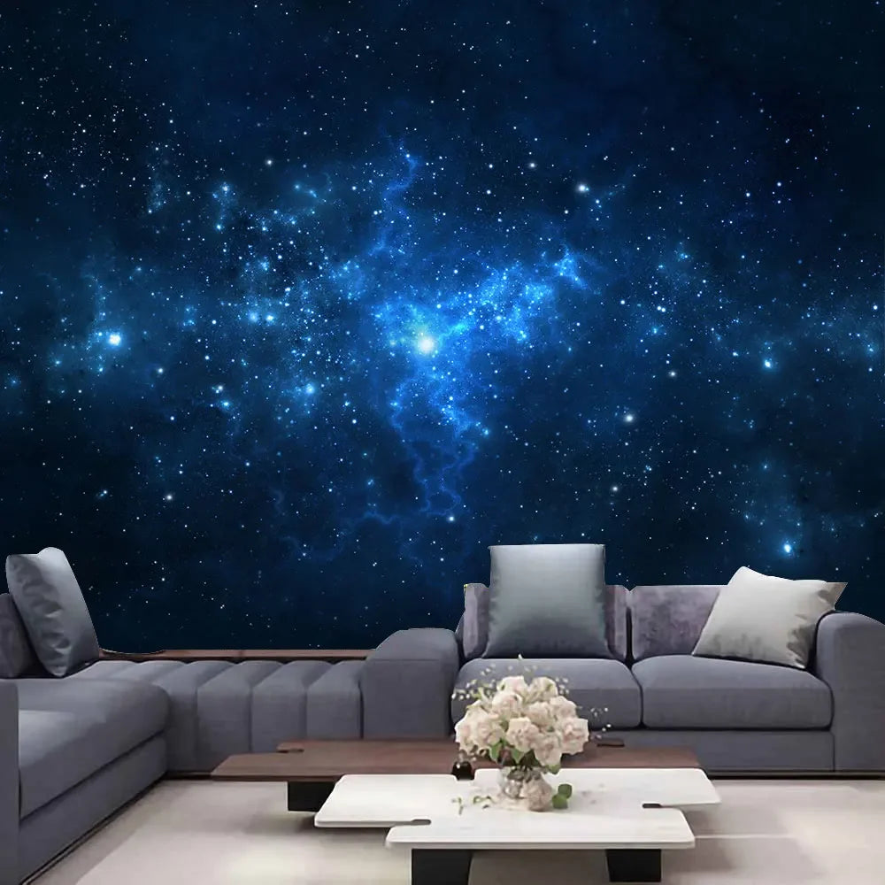 Mysterious Universe Space Starry Sky Blue Star Art Tapestry Wall Hanging Psychedelic Tapestry for Bedroom Living Room Decoration