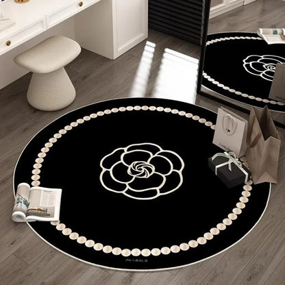 VIKAMA Light Luxury Carpet Round Game Living Room Computer Bedroom Chair Floor Mats Basket Gaming Video Carpet Home Decoration