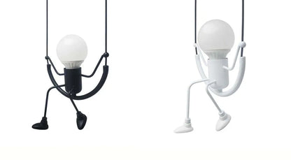 Pendant Lights Nordic Little Iron Man Hanging Lamp Retro Loft Lighting for Children's Room Kitchen Restaurant Coffee Bar Home