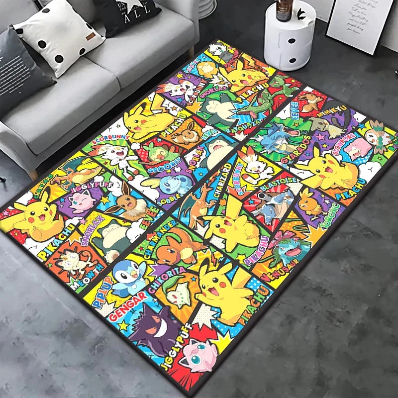 Pokemon Cartoon Carpet Rug for Living Room Bedroom Decoration Picnic Camp Kitchen Carpet Crawling Carpet Decoration